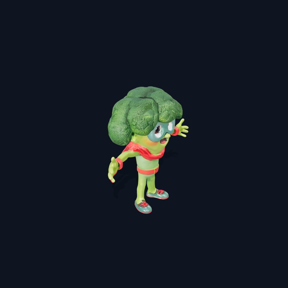 Broccoli Superhero Rigged and Animated D Character Model